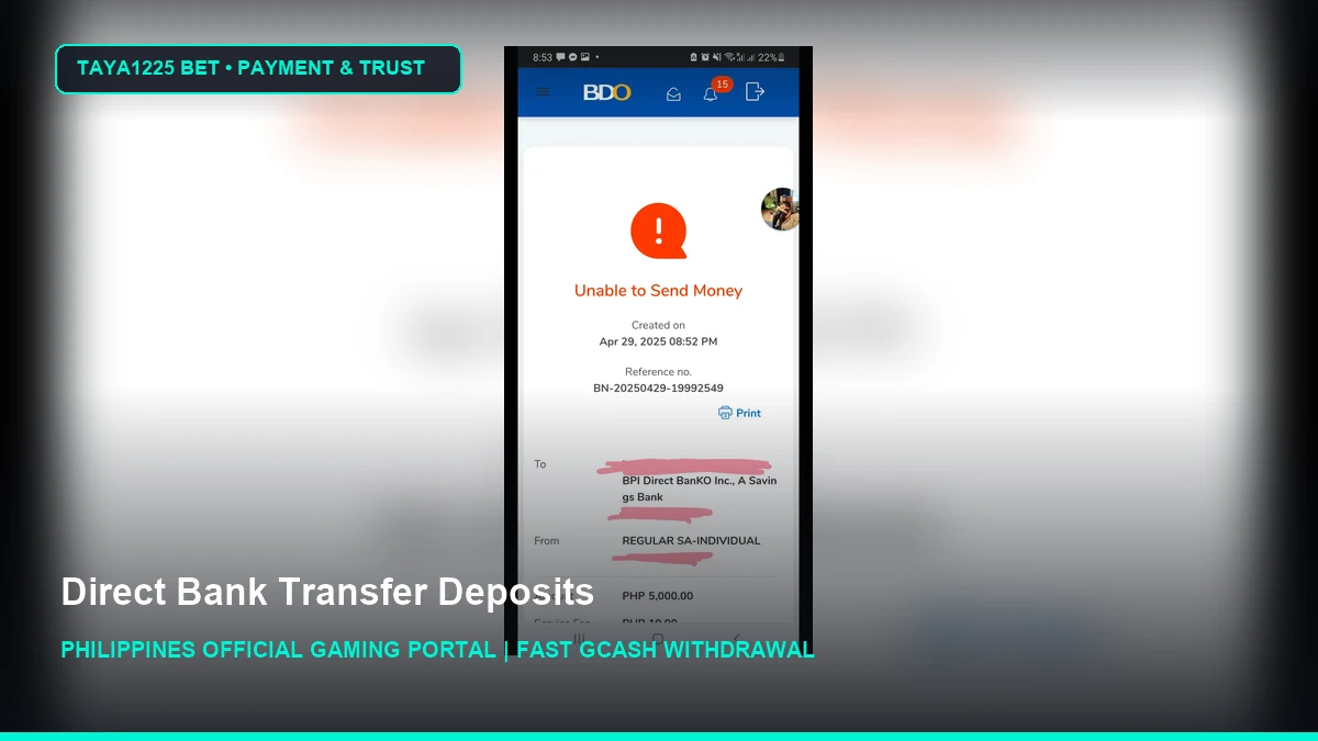 Direct Bank Transfer Deposits - Taya1225 Bet Philippines