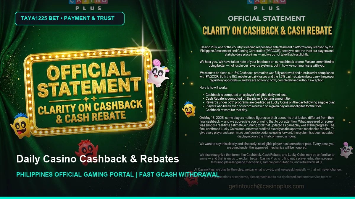 Daily Casino Cashback & Rebates - Taya1225 Bet Philippines