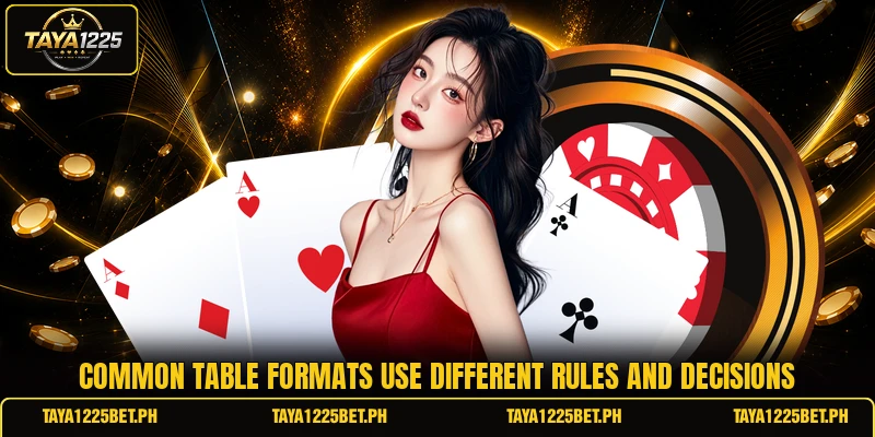 Common table formats use different rules and decisions Common table formats use different rules and decisions