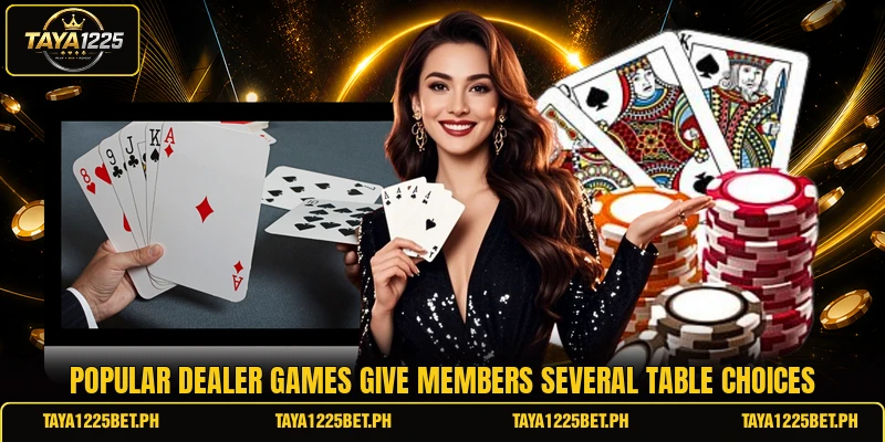 Popular dealer games give members several table choices Popular dealer games give members several table choices